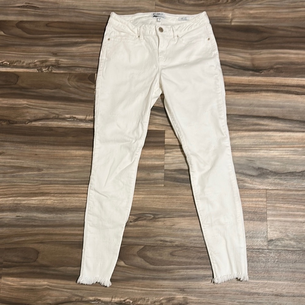 William Rast Ankle Skinny Jeans Womens 26 White Distressed Embroidered Star